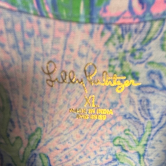 NWT Lilly Pulitzer XL Kawai Flutter Sleeve Dress Strong Current Sea - Picture 2 of 7